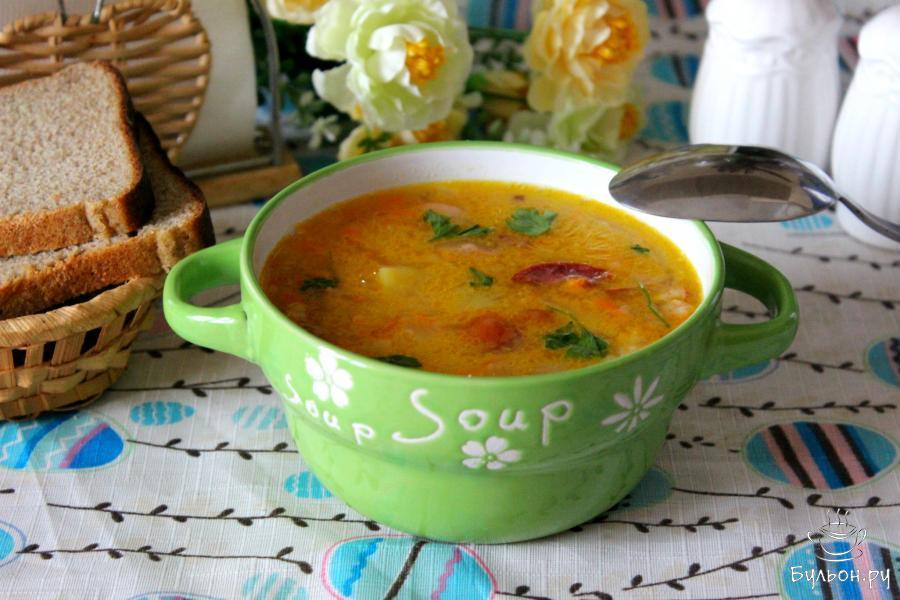 Как приготовить Гороховый суп с копченой курицей классический в кастрюле просто рецепт пошаговый