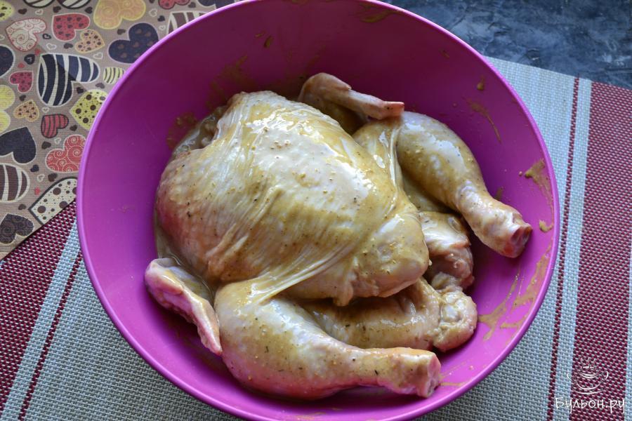 Курица по-карибски, фаршированная рисом и овощами