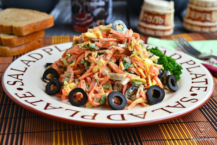 Салат с мясом и корейской морковью - пошаговый рецепт с фото