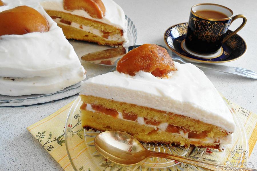 Торт "Яичница" с персиками - пошаговый рецепт с фото