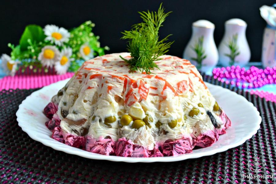 Праздничный салат "Шуба в желе"