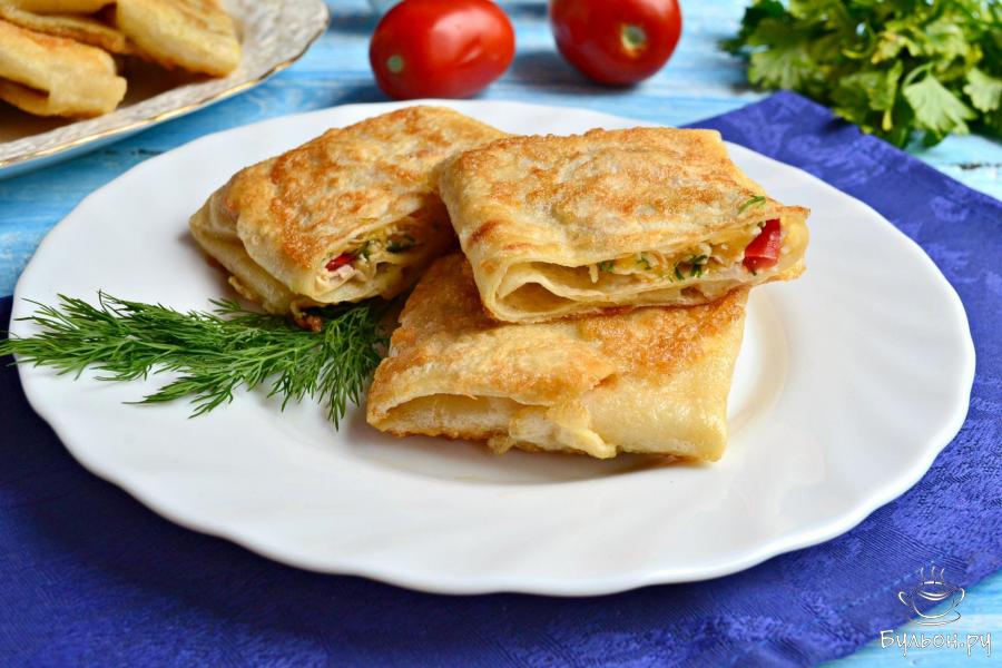 Конвертики из лаваша с сыром и помидорами - пошаговый рецепт с фото