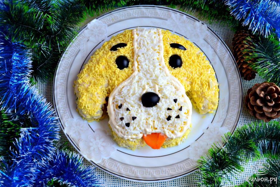 Салат "Собачка" на Новый год - пошаговый рецепт с фото