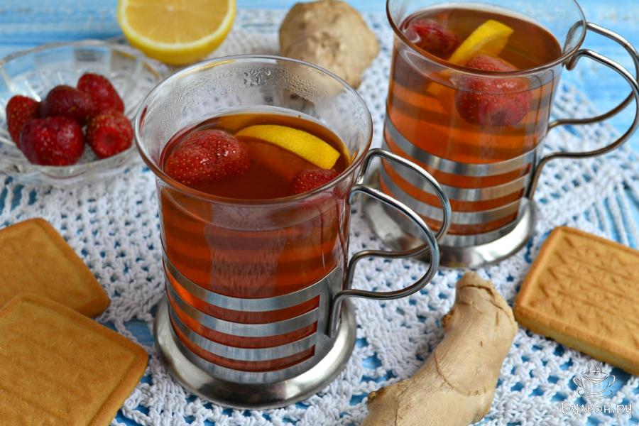 Имбирный чай с клубникой - пошаговый рецепт с фото