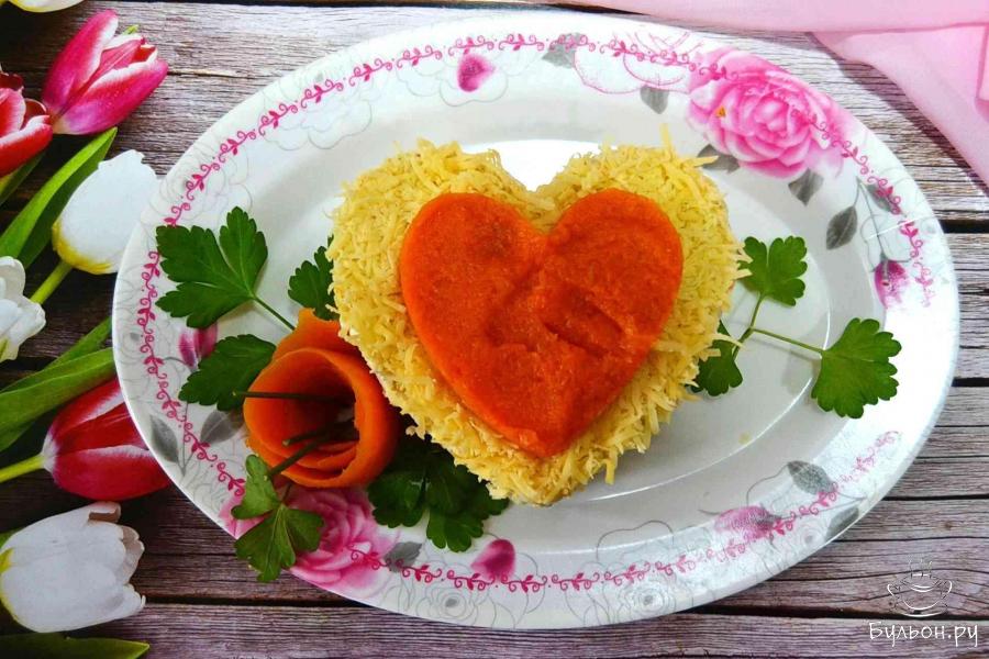 Салат с куриным филе на День Валентина - пошаговый рецепт с фото