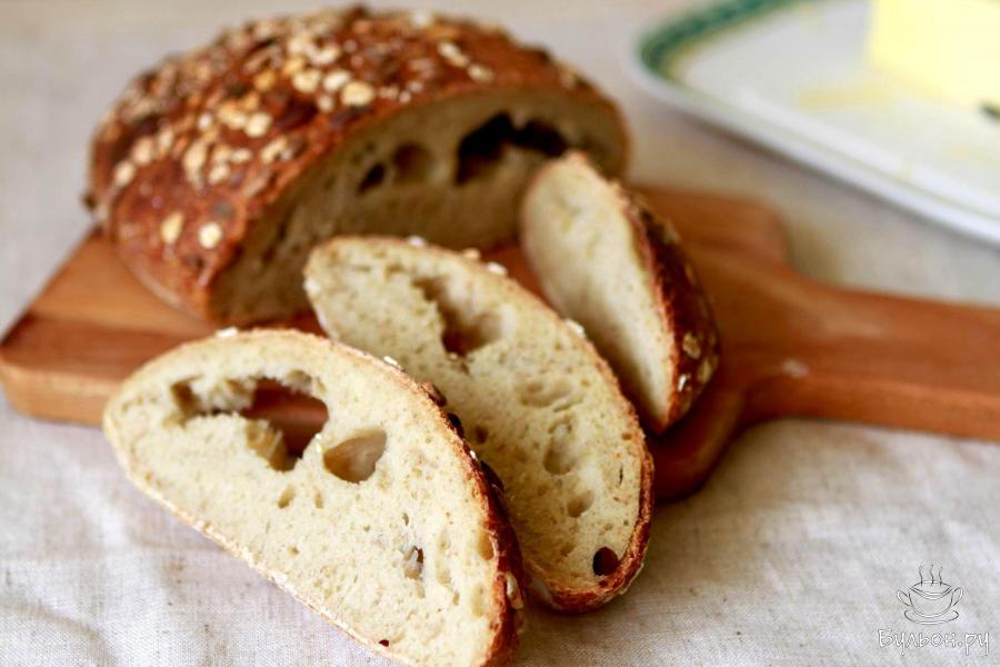Ленивый хлеб на закваске - пошаговый рецепт с фото