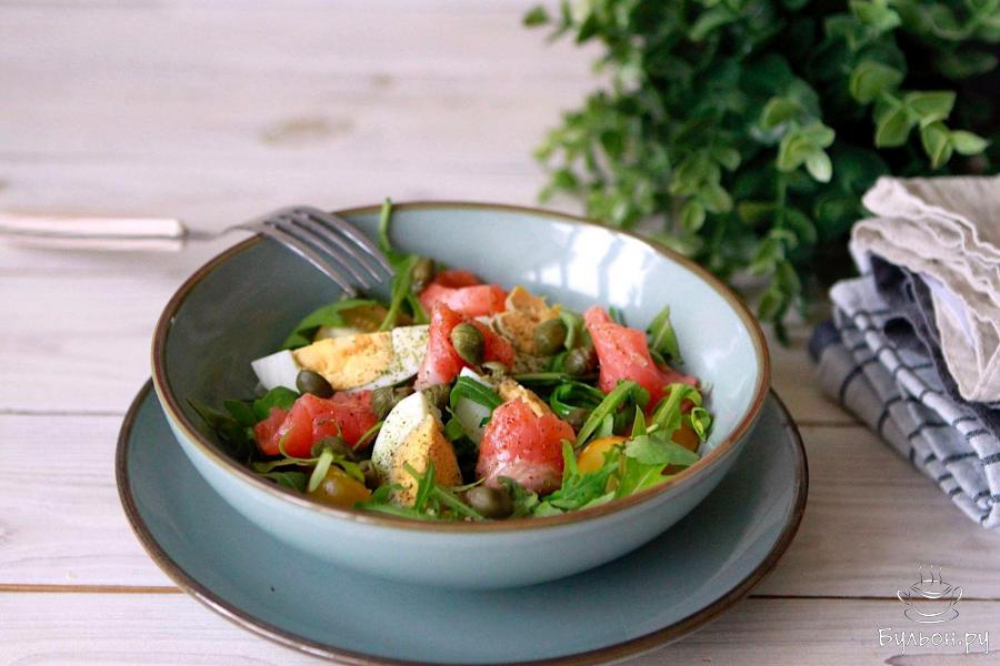 Салат из семги с яйцом и каперсами - пошаговый рецепт с фото