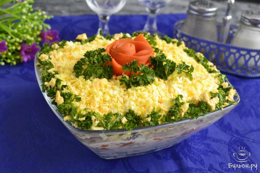 Салат "Мимоза" с сыром и сливочным маслом - пошаговый рецепт с фото