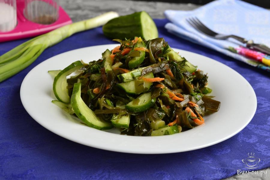 Салат с морской капустой и огурцом - пошаговый рецепт с фото