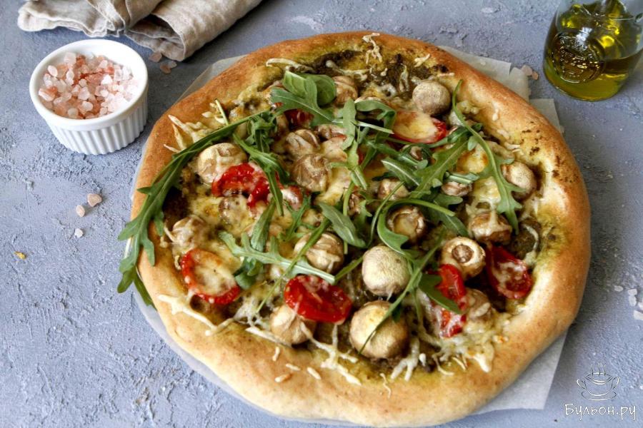 Пицца с грибами и соусом песто - пошаговый рецепт с фото
