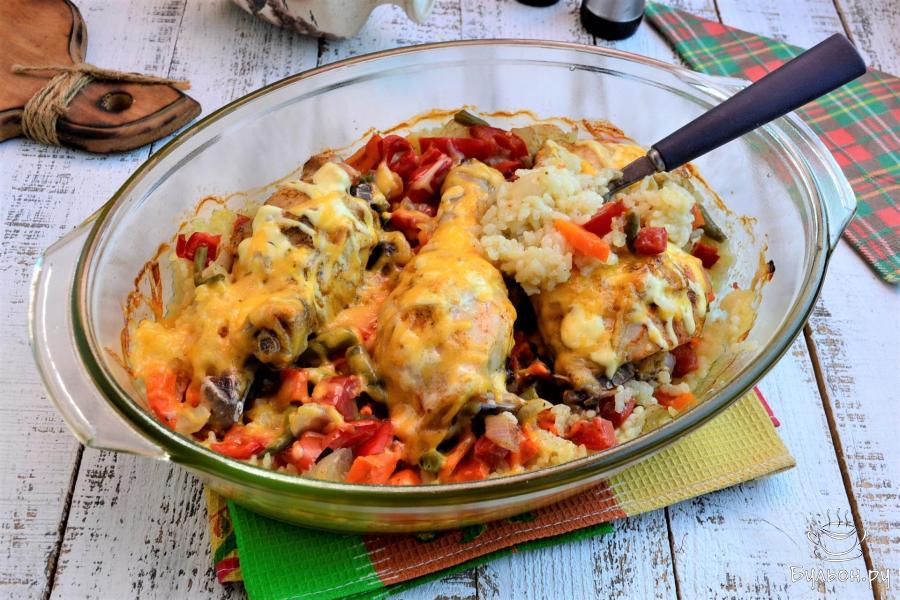 Рецепт риса с курицей и овощами в духовке - пошаговый рецепт с фото