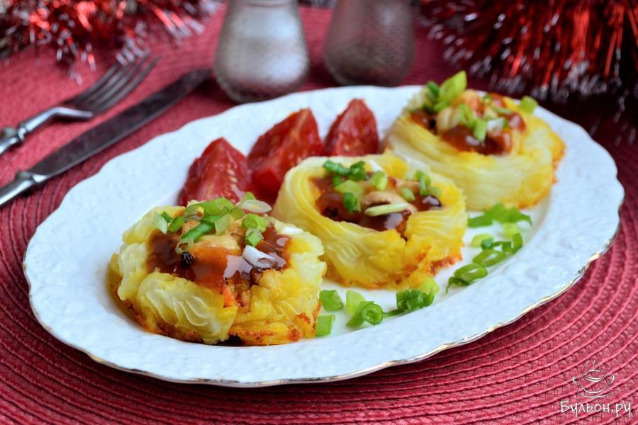 Картофельные "гнезда" с фаршем - пошаговый рецепт с фото