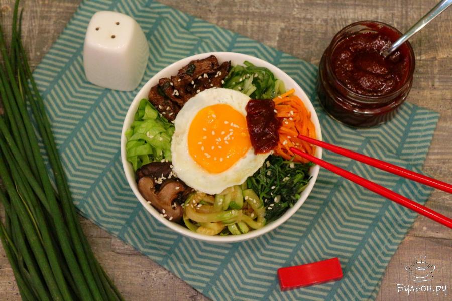 Пибимпаб - рис с говядиной и овощами по-корейски - пошаговый рецепт с фото