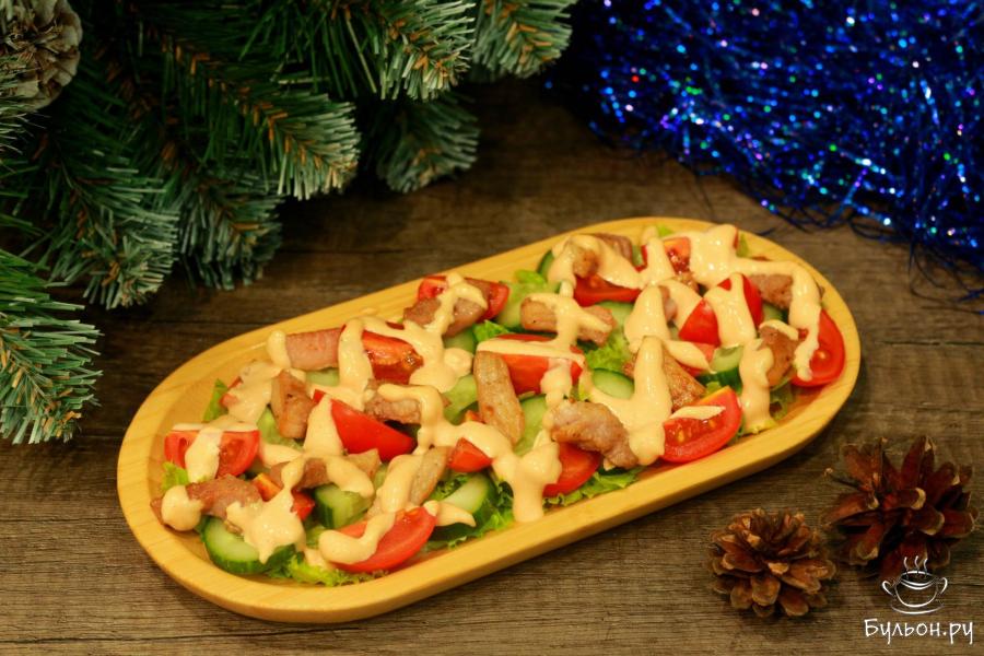 Легкий салат со свининой на праздничный стол - пошаговый рецепт с фото
