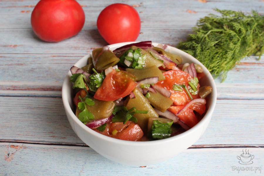 Салат из консервированной стручковой фасоли и овощей - пошаговый рецепт с фото