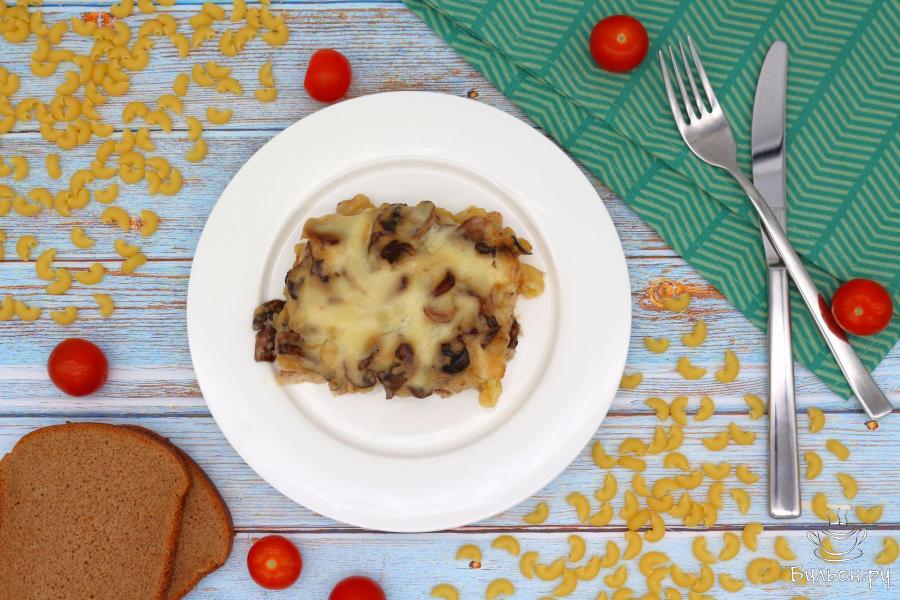 Макаронная запеканка с индейкой, грибами и соусом бешамель - пошаговый рецепт с фото