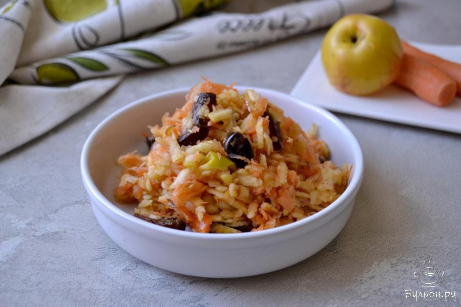 ПП салат из яблок, моркови и фиников с медом и корицей - пошаговый рецепт с фото