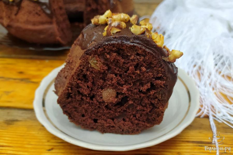 Шоколадный кекс на кефире с изюмом - пошаговый рецепт с фото