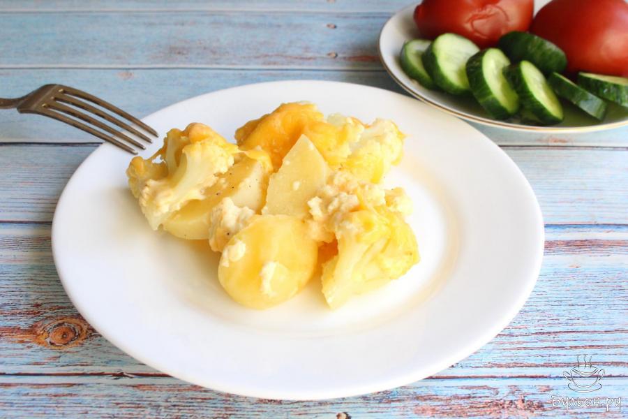 Цветная капуста с картошкой в духовке - пошаговый рецепт с фото