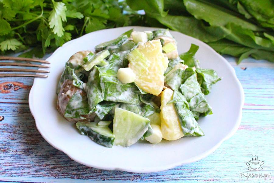 Картофельный салат со щавелем и свежими огурцами - пошаговый рецепт с фото