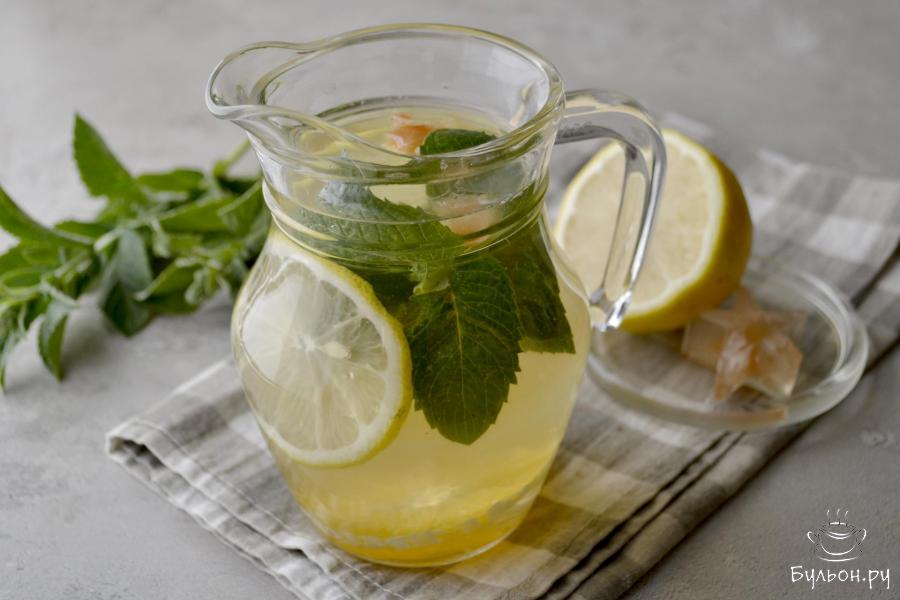 Лимонад из зеленого чая, лимона и мяты