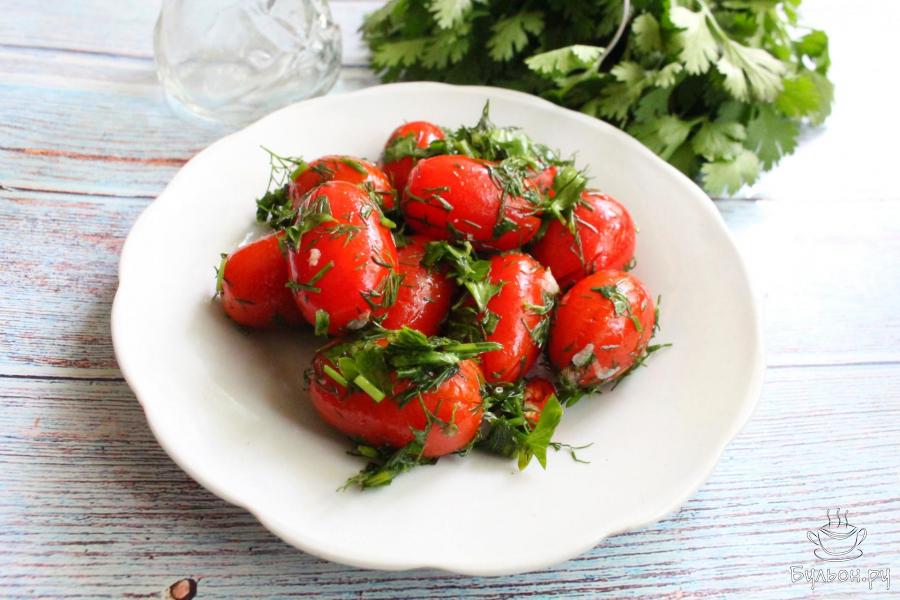 Закусочные помидоры черри с чесноком и зеленью за два часа - пошаговый рецепт с фото