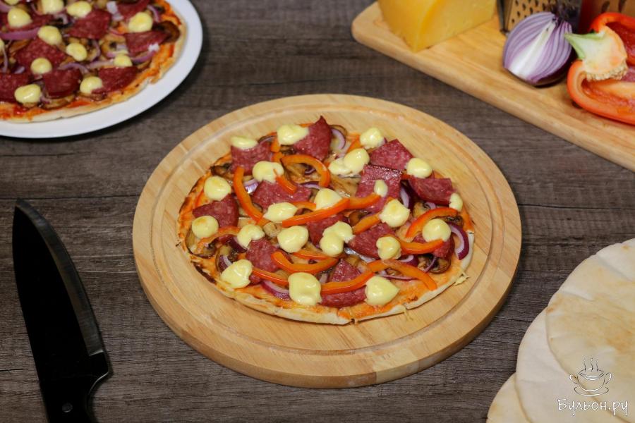 Пицца на пите - пошаговый рецепт с фото