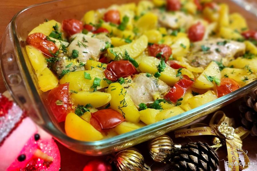 Куриные бедра с овощами в духовке - пошаговый рецепт с фото