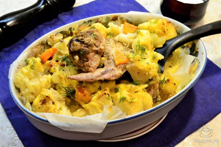 Курица с цветной капустой в духовке - пошаговый рецепт с фото