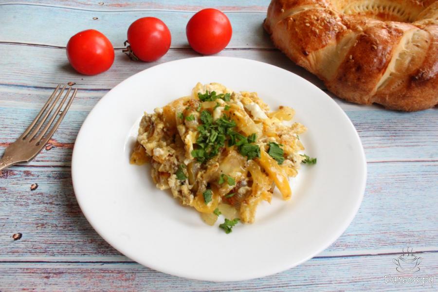 Яичница с зелеными помидорами и луком - пошаговый рецепт с фото