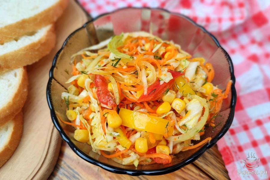 Овощной салат с корейской морковью и кукурузой - пошаговый рецепт с фото