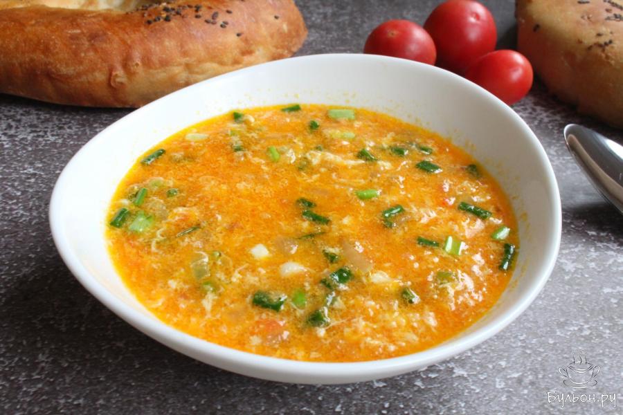 Легкий яичный суп без мяса