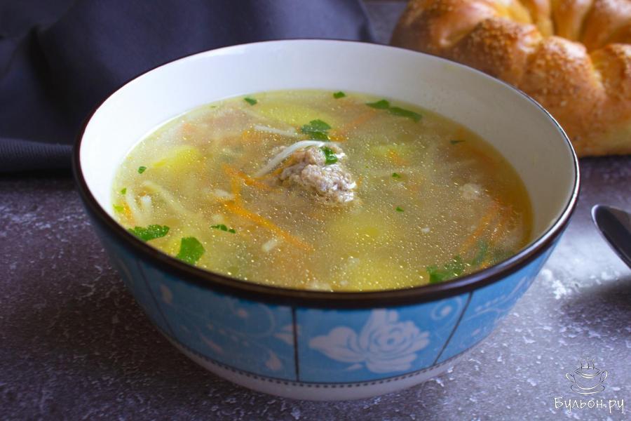 Ленивый суп с фрикадельками и вермишелью - пошаговый рецепт с фото