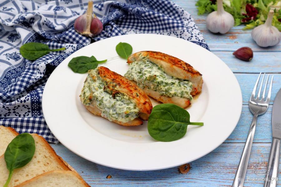 Курица со сливочным сыром и шпинатом Курица со сливочным сыром и шпинатом