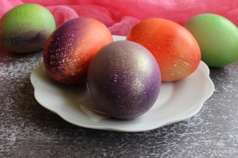 Красим яйца с помощью красителей и марли - пошаговый рецепт с фото
