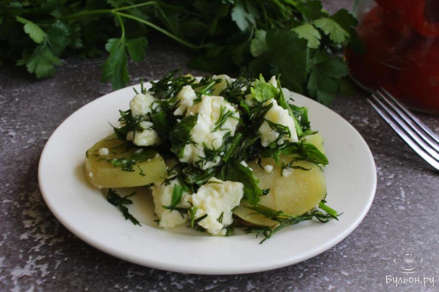Вареный картофель с зеленью и брынзой в духовке - пошаговый рецепт с фото