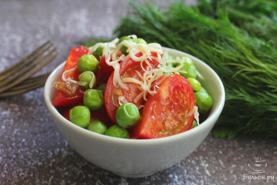 Салат со свежим зеленым горошком и помидорами - пошаговый рецепт с фото