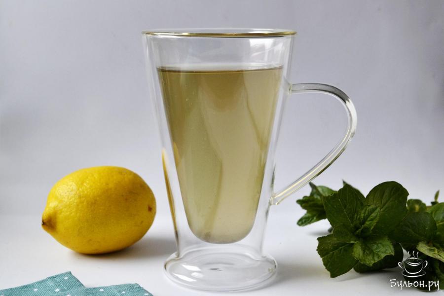 Зеленый чай с лимонными корочками, мятой и имбирем - пошаговый рецепт с фото