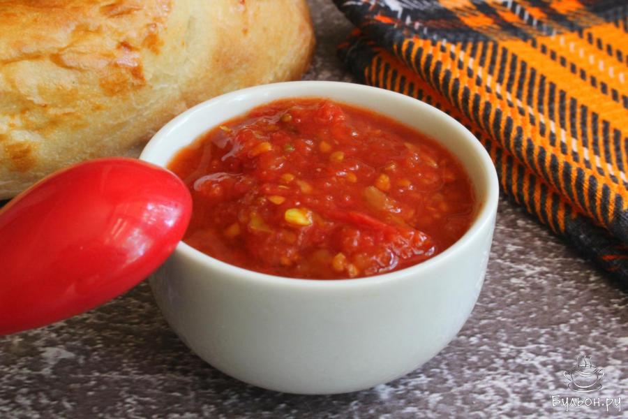 Пряный томатный соус с готовой аджикой - пошаговый рецепт с фото