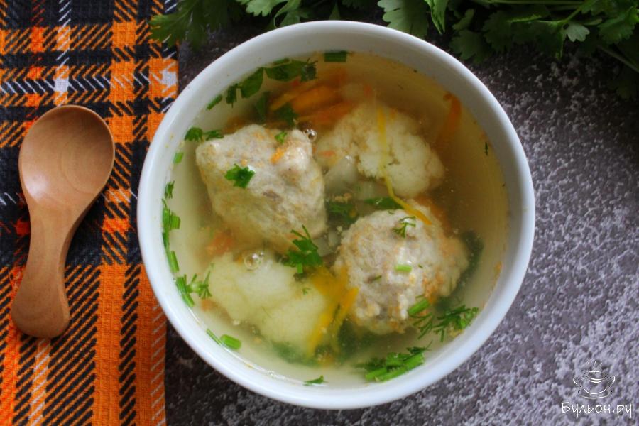 Диетический суп с цветной капустой и куриными фрикадельками - пошаговый рецепт с фото