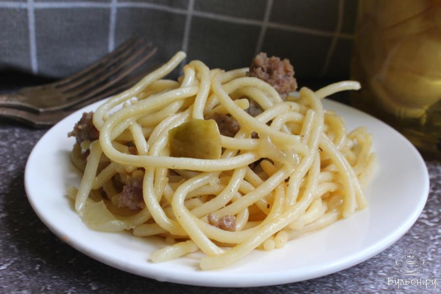 Спагетти с фаршем и зелеными оливками - пошаговый рецепт с фото