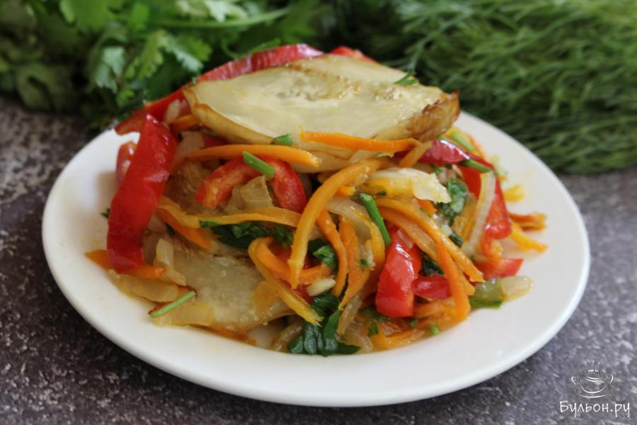 Закуска из баклажанов с луком, морковью и сладкими перцами Закуска из баклажанов с луком, морковью и сладкими перцами
