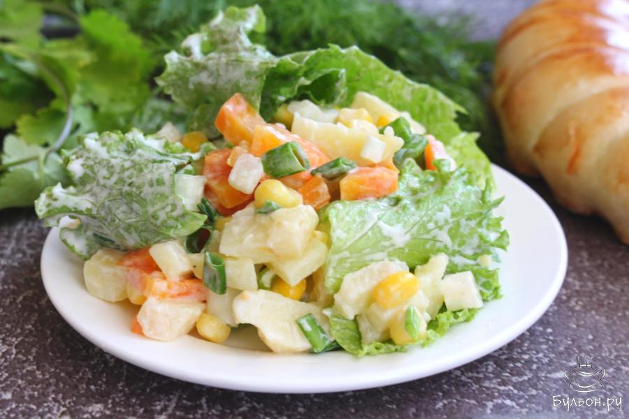 Овощной салат с кукурузой и зеленым луком Овощной салат с кукурузой и зеленым луком