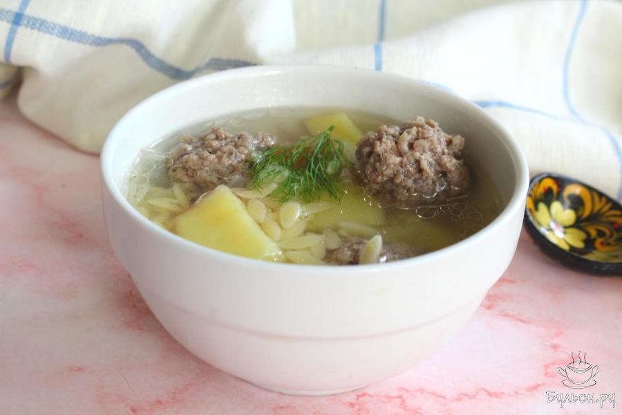 Суп с фрикадельками и макаронами орзо