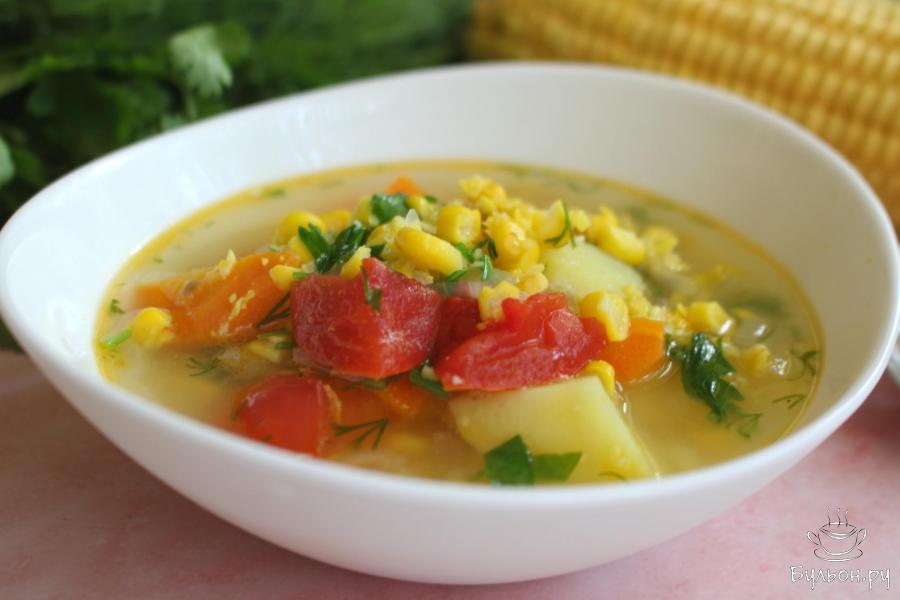 Постная похлебка из свежей кукурузы и овощей