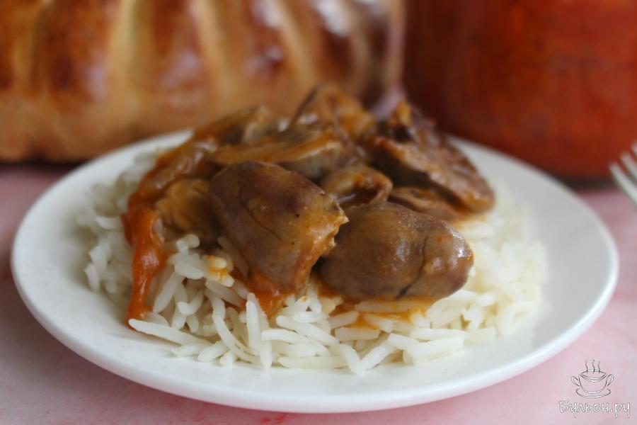 Куриные сердечки с луком по-грузински