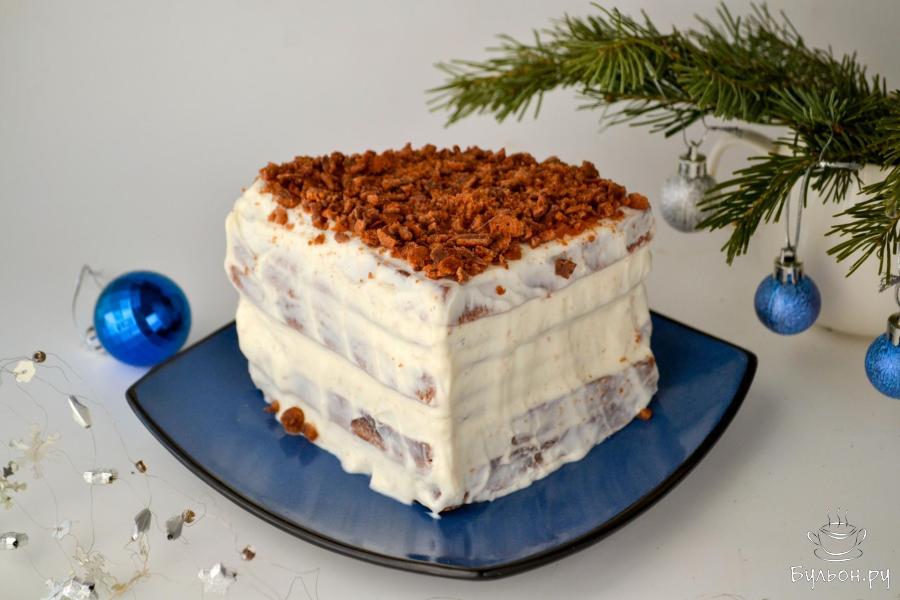 Торт на сковороде со сметанным кремом