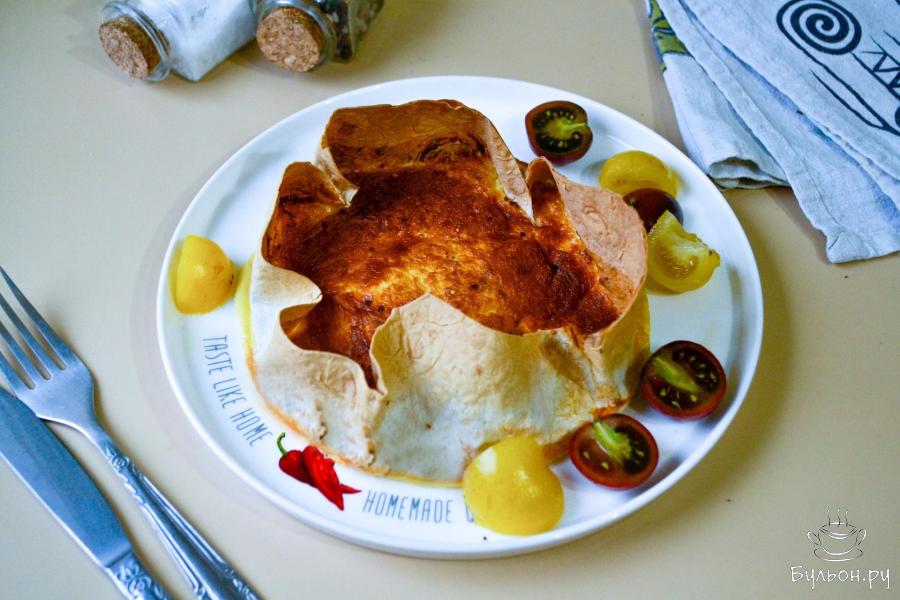 Омлет с сыром в лаваше в аэрогриле