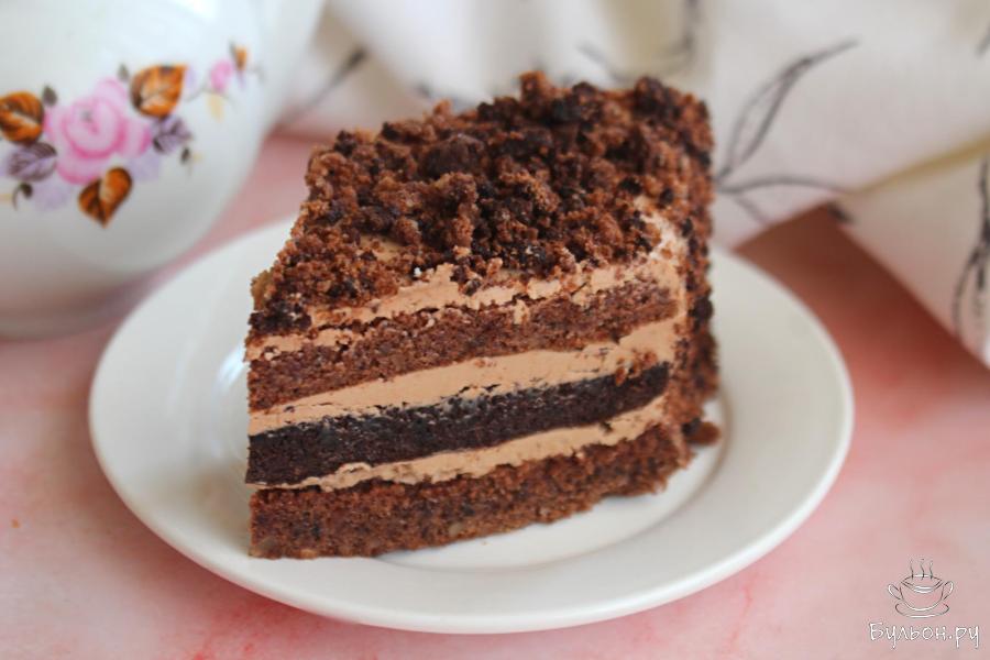 Бисквитный шоколадный торт с масляным кремом